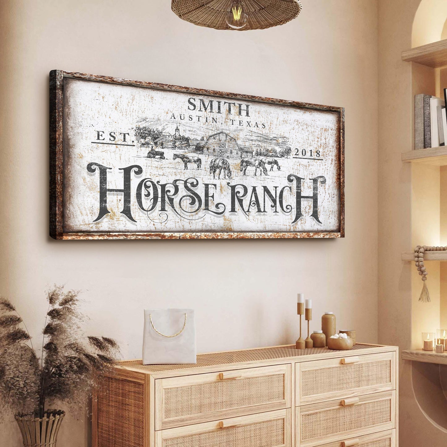 Rustic Vintage Horse Ranch Farmhouse Canvas Art
