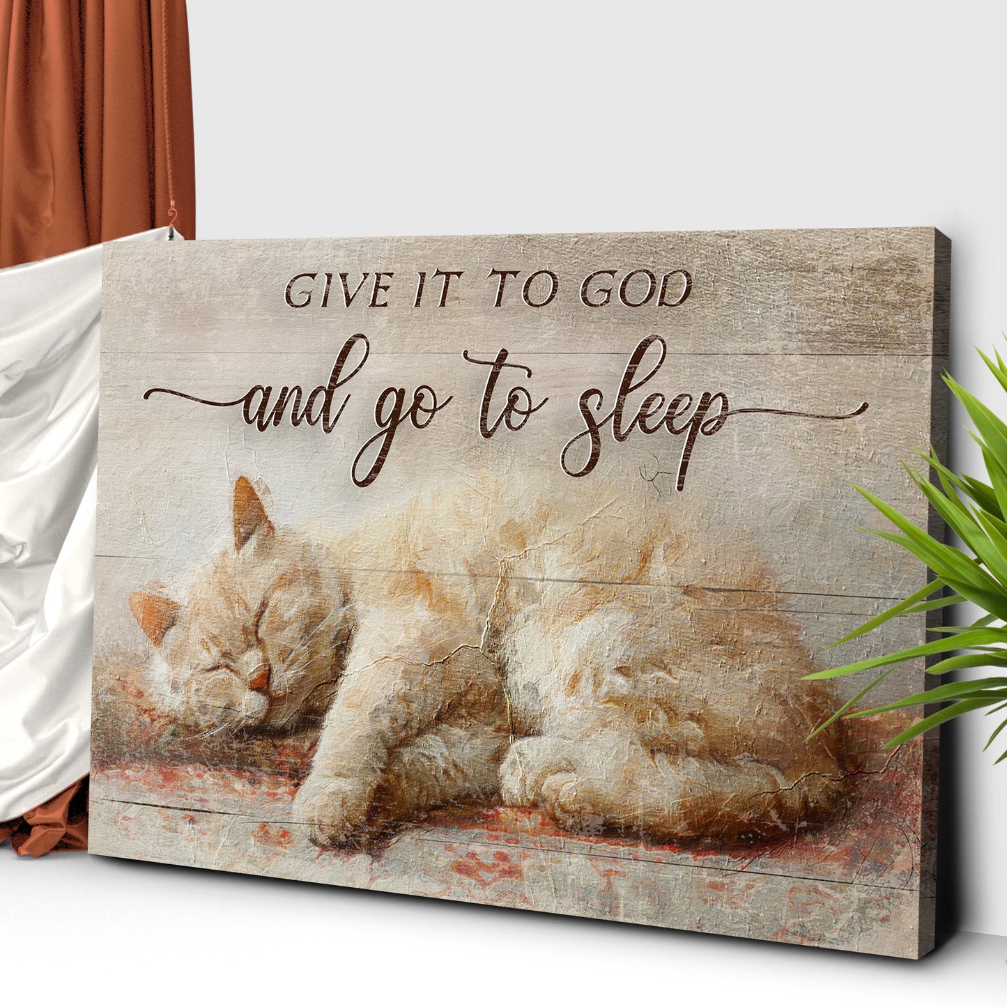 Give It to God and Go to Sleep Canvas Sign - Horizontal Neutral