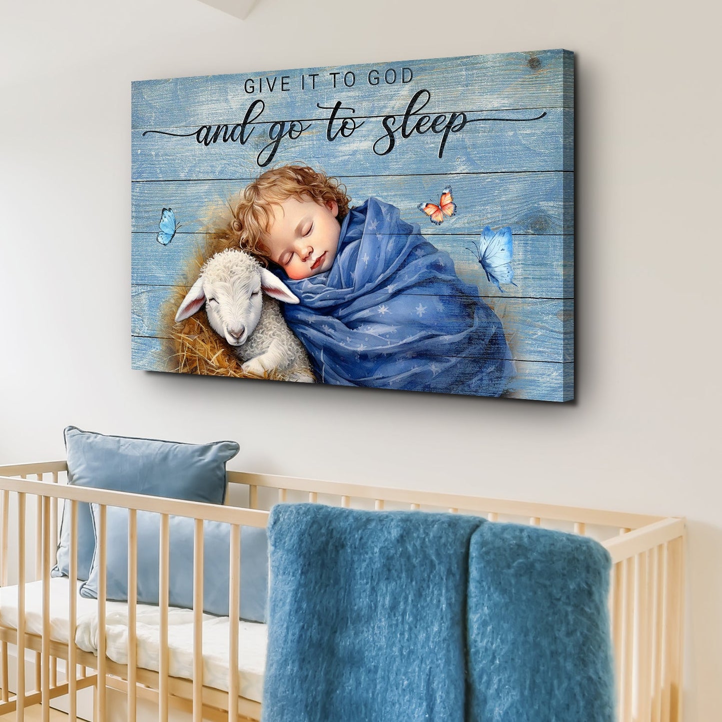 Give It to God and Go to Sleep Faith Canvas Sign - Horizontal Script