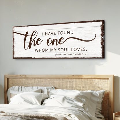 I Have Found the One Whom My Soul Loves White Rustic canvas shown in a styled room setting, view 3