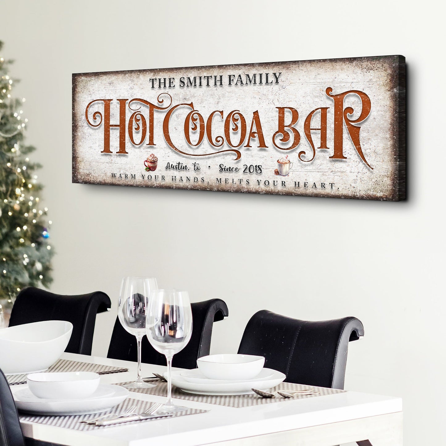 Hot Chocolate Christmas Bar Canvas Wall Art