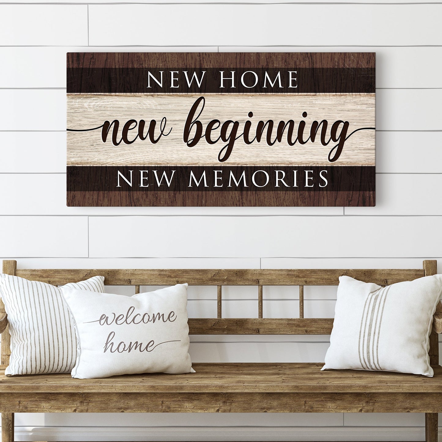 New Home New Beginning New Memories Canvas Sign