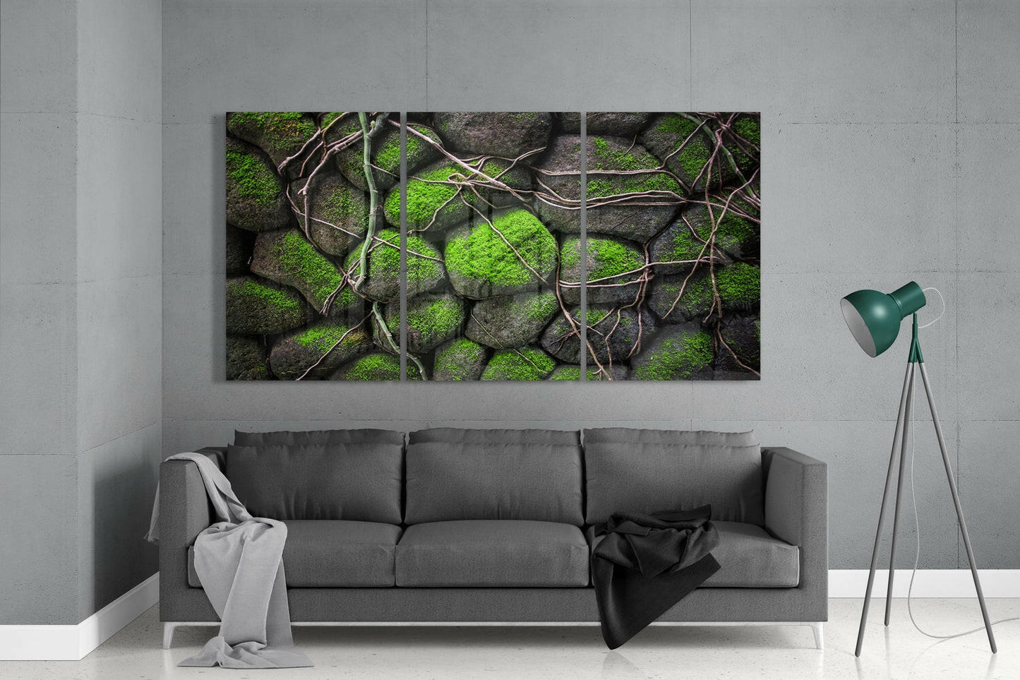 Mossy Stones Glass Wall Art