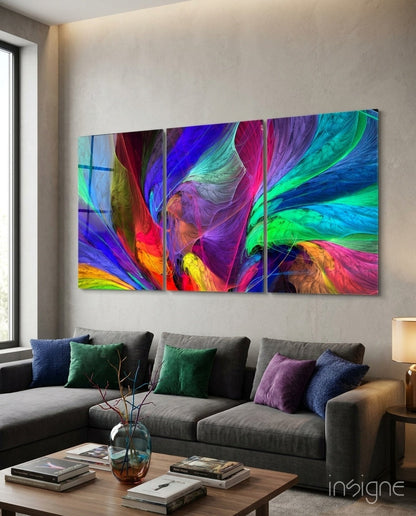 Dance of colors abstract tempered glass wall art