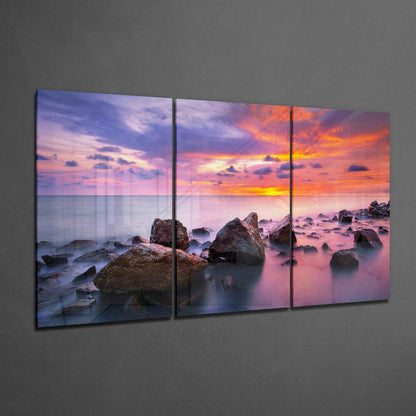 Red Sunset Glass Wall Art