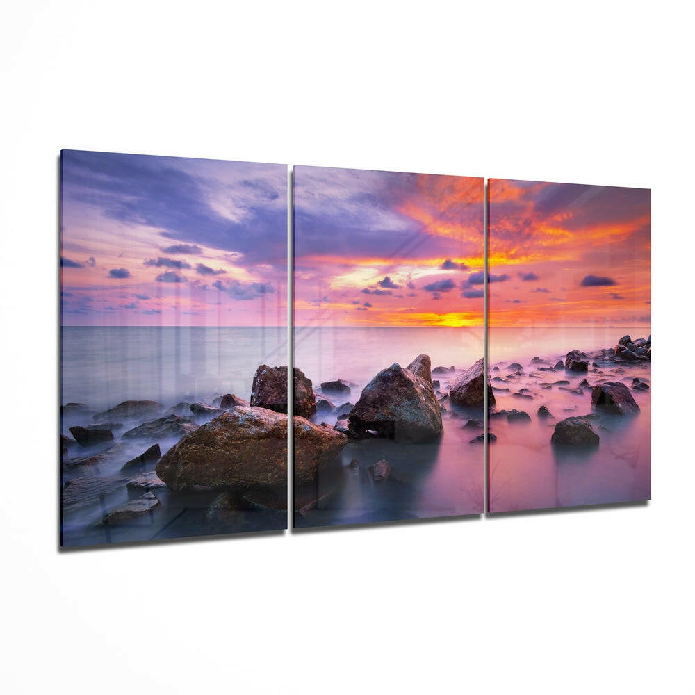 Red Sunset Glass Wall Art
