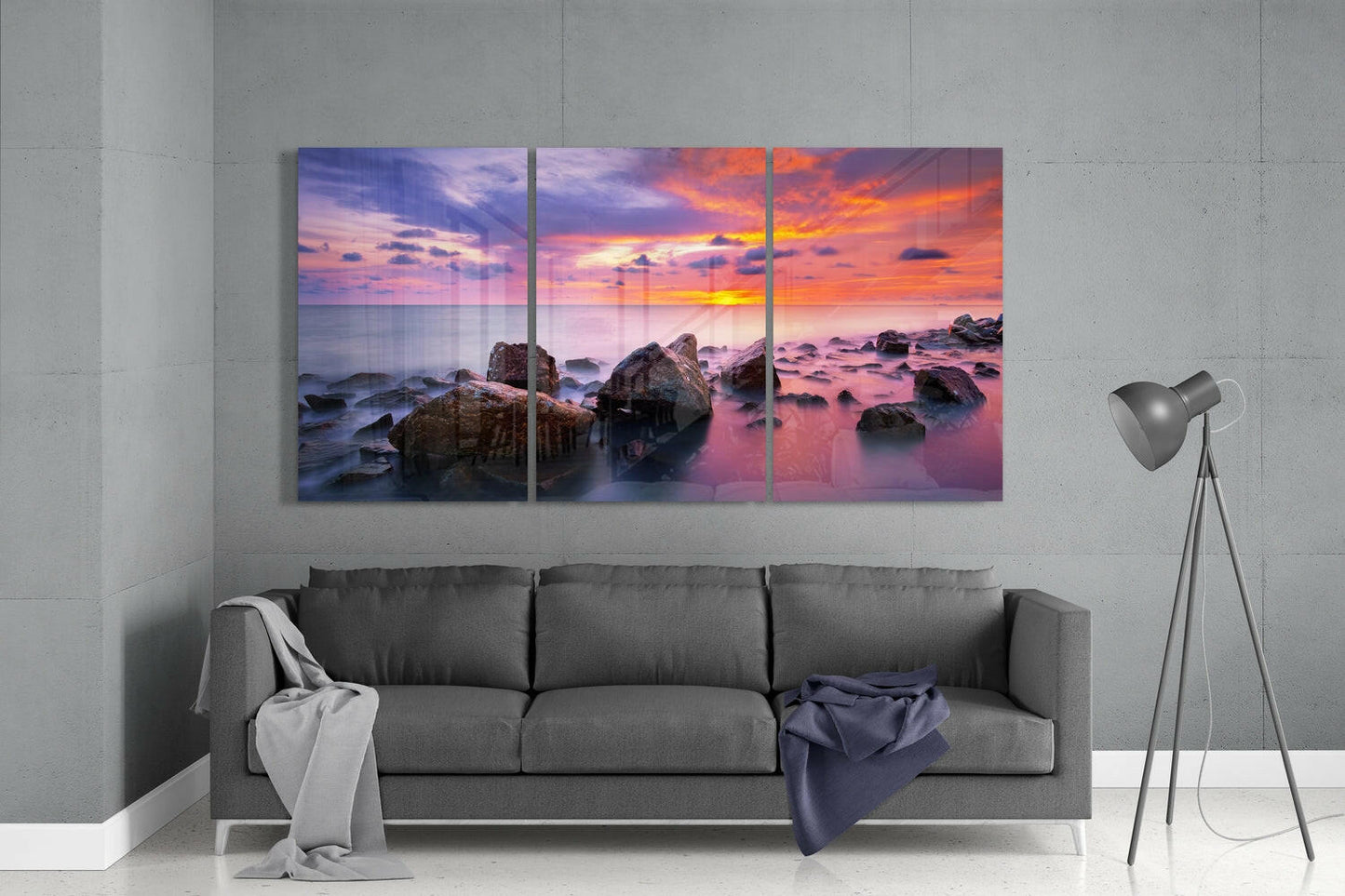 Red Sunset Glass Wall Art