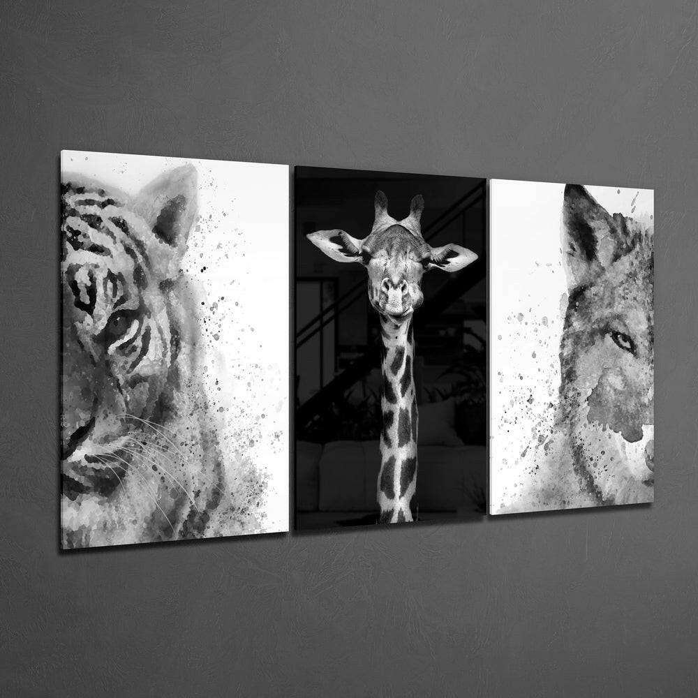 Animals Mega Glass Wall Art Triptych