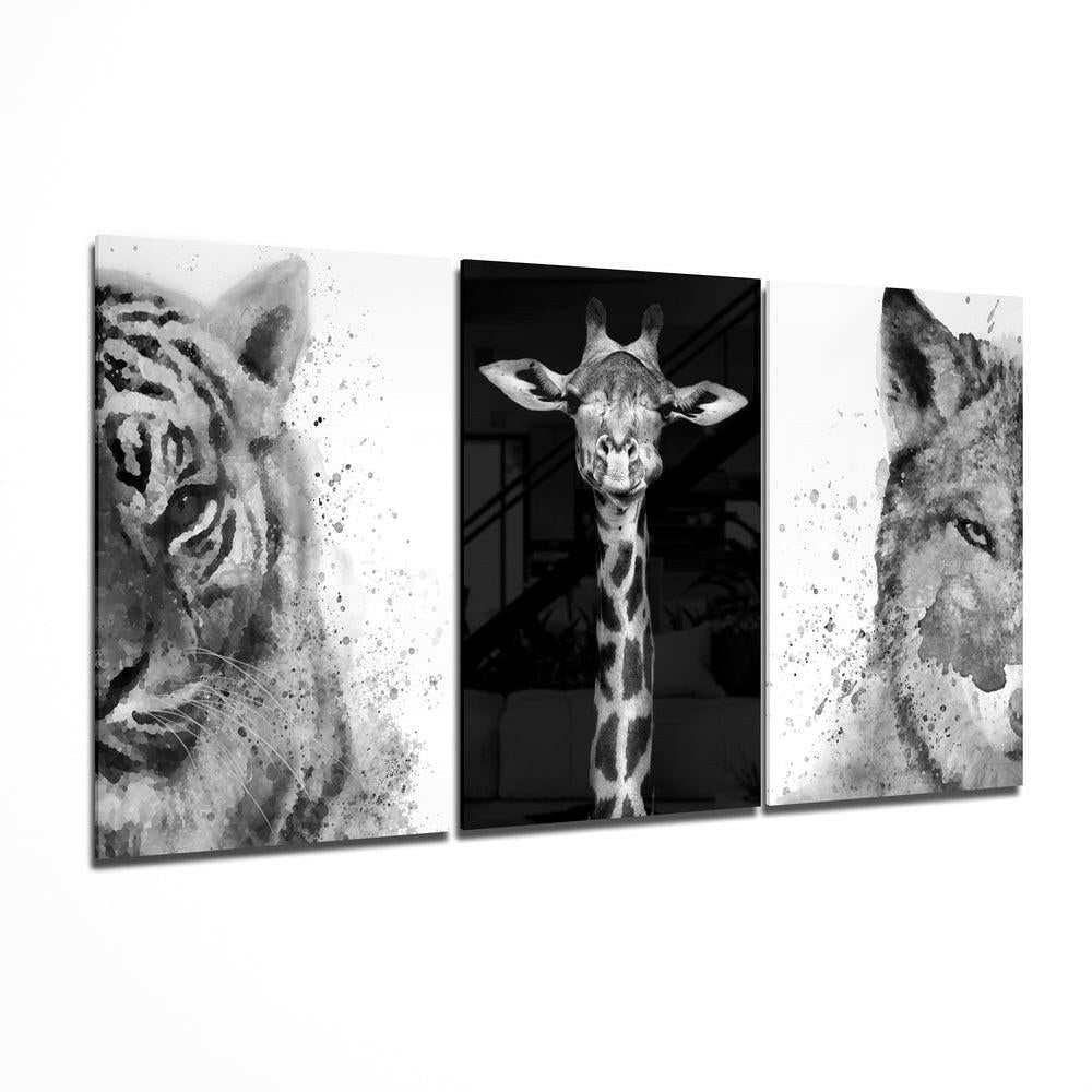 Animals Mega Glass Wall Art Triptych
