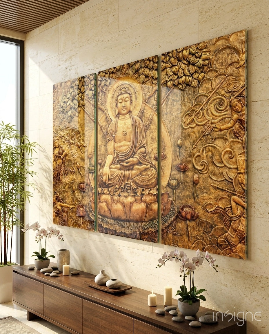 Buddha tempered glass wall art