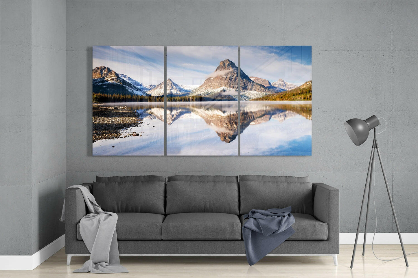 Mountains Glass Wall Art Set, 3 Panel Peak Landscape