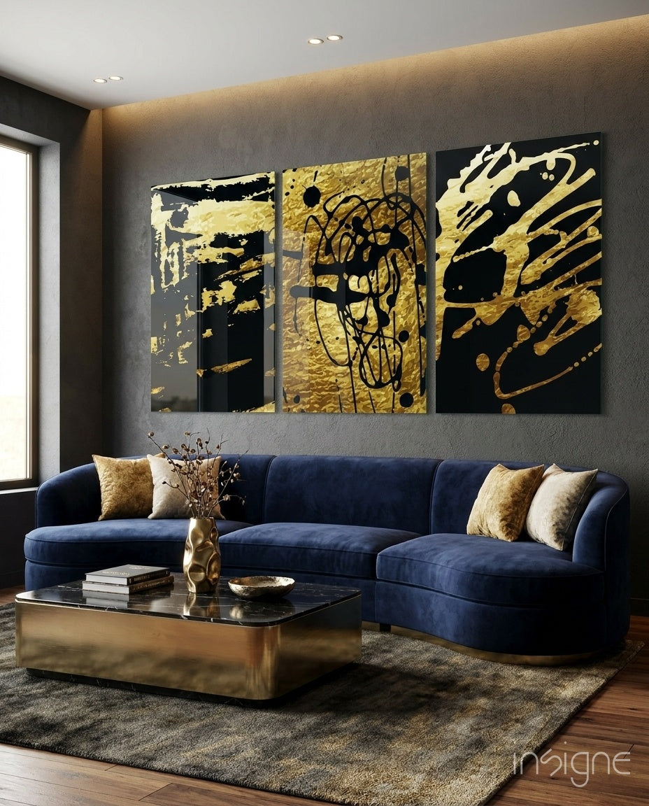 Abstract Doodles glass wall art print