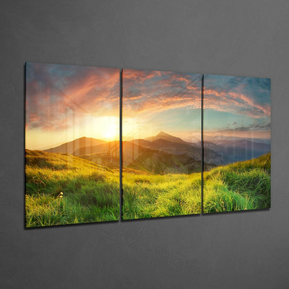 Sunset in the Countryside Glass Wall Art