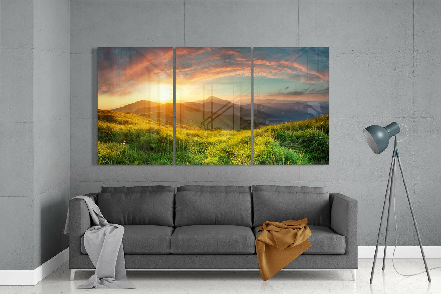 Sunset in the Countryside Glass Wall Art