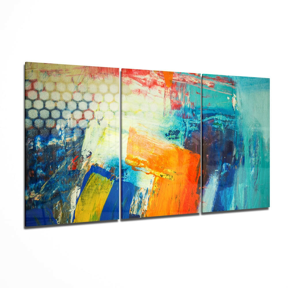 Colorful Brush Strokes glass wall art