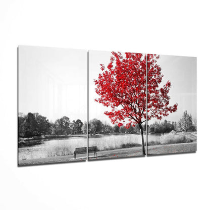 Autumn Tree Mega Glass Wall Art - large autumn tree design on tempered glass