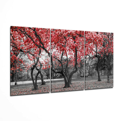 Spring trees tempered glass wall art