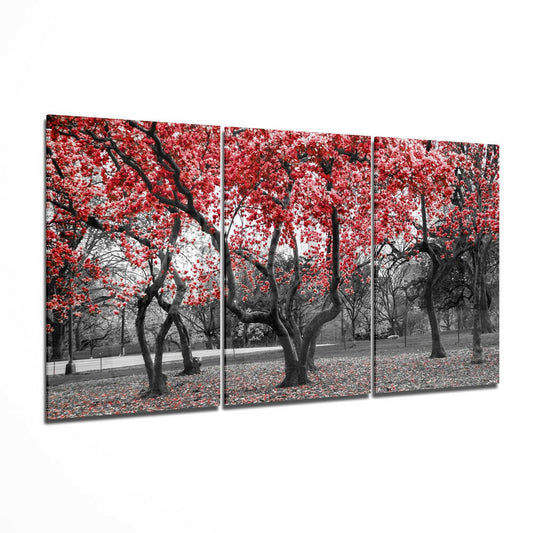 Spring trees tempered glass wall art