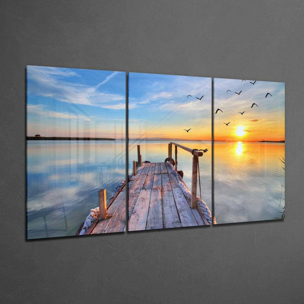 Sunset on the Beach Glass Wall Art