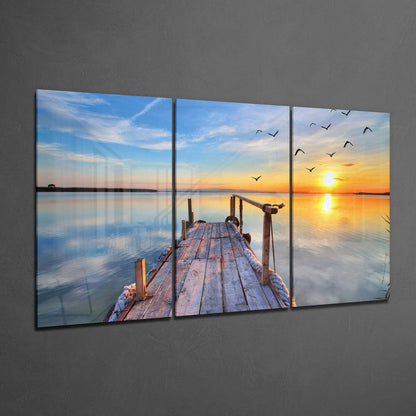 Sunset on the Beach Glass Wall Art