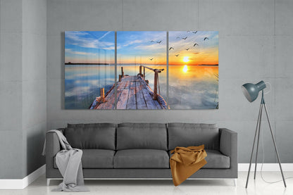 Sunset on the Beach Glass Wall Art
