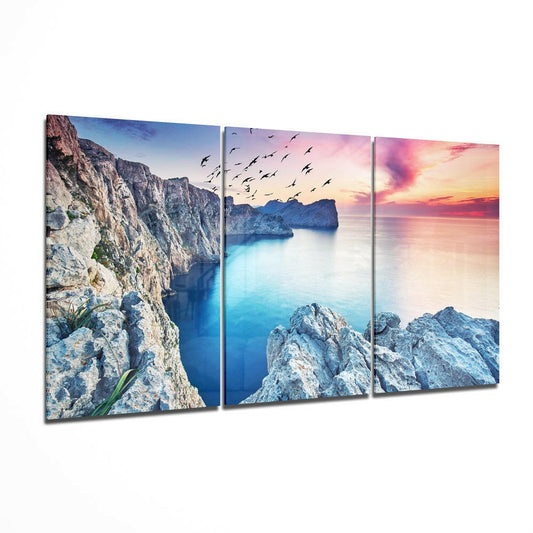 Coastal glass wall art printed on tempered glass