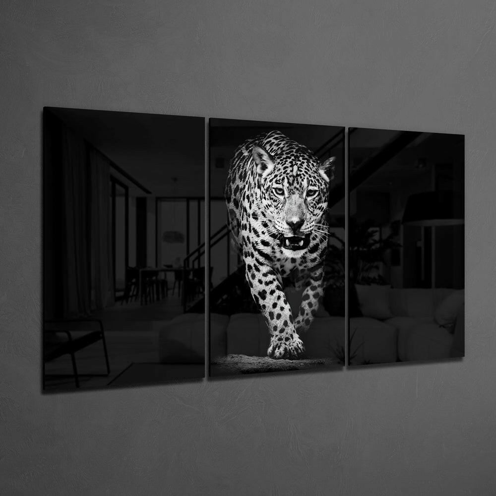 Leopard in the Dark Glass Wall Art