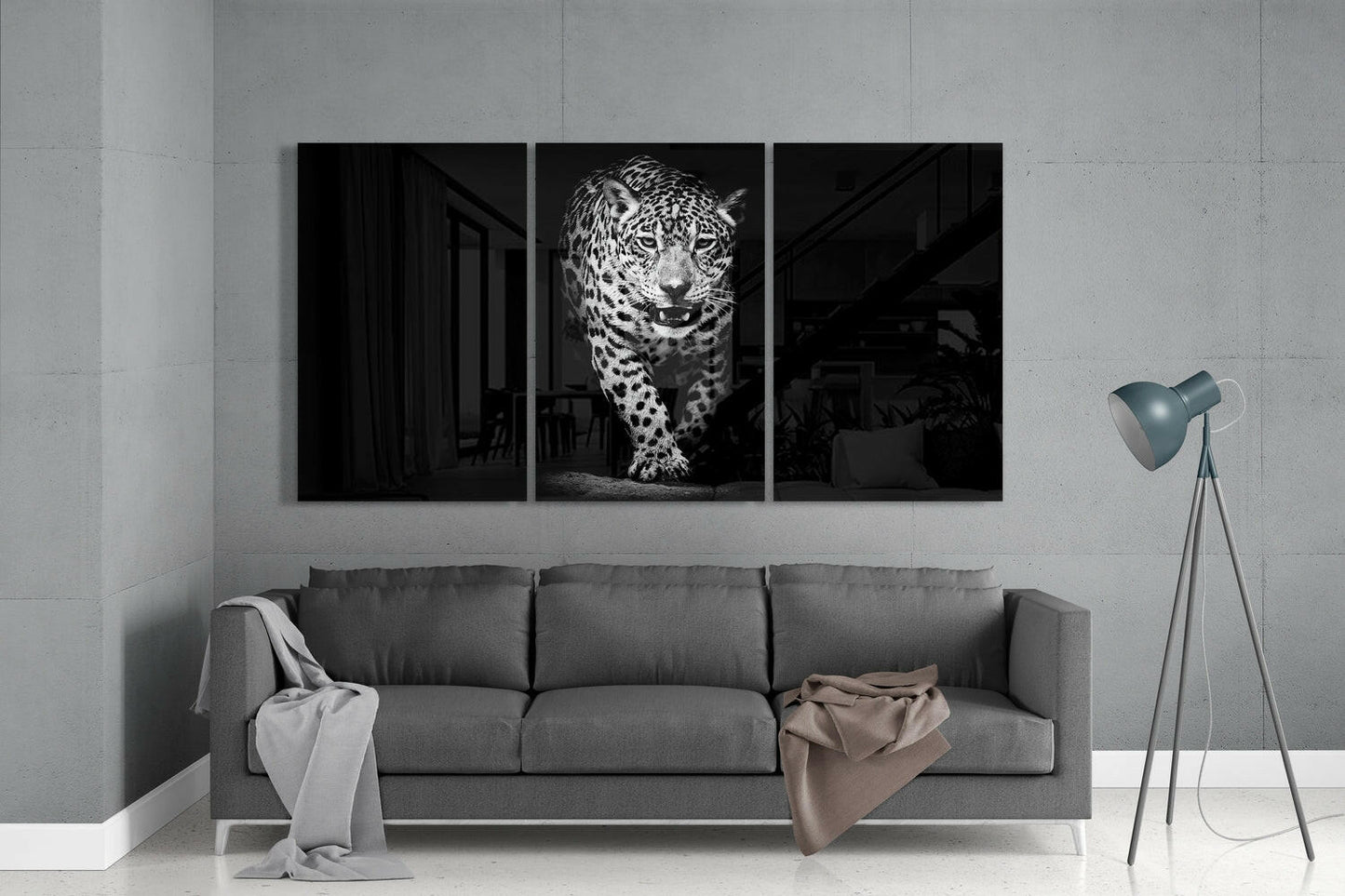 Leopard in the Dark Glass Wall Art