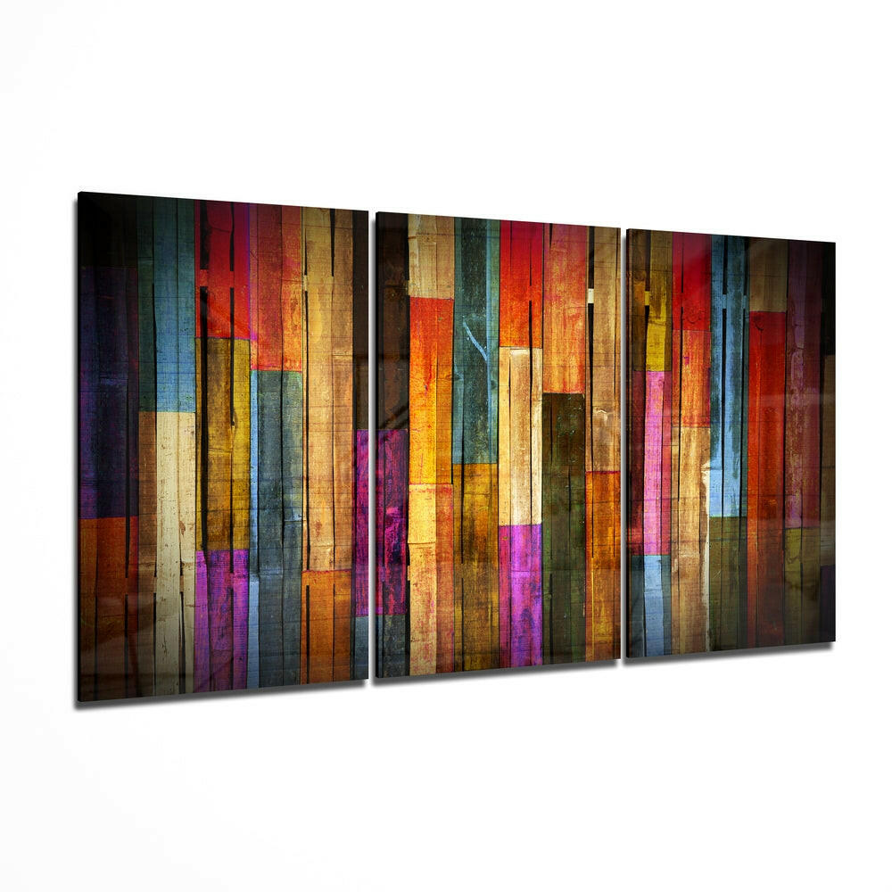 Painted Wood glass wall art printed on tempered glass