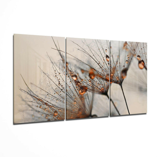 Cinnamon dandelion tempered glass wall art