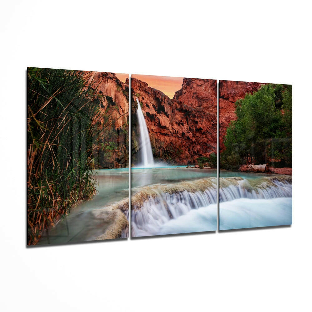 Waterfall glass wall art printed on tempered glass