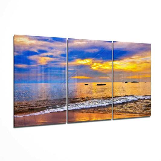 Sunset on the Beach glass wall art printed on tempered glass