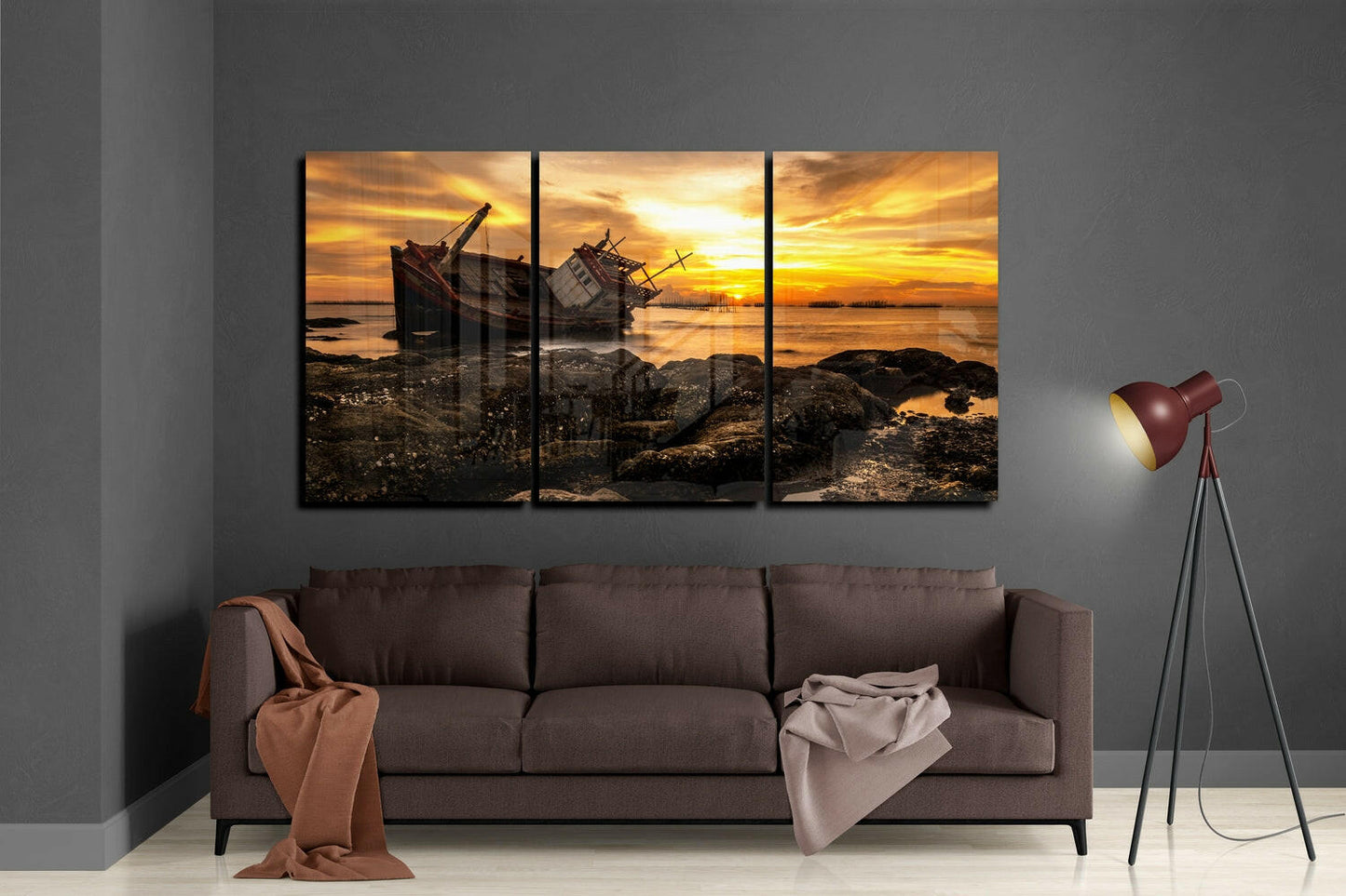 Abandoned Boat Glass Wall Art