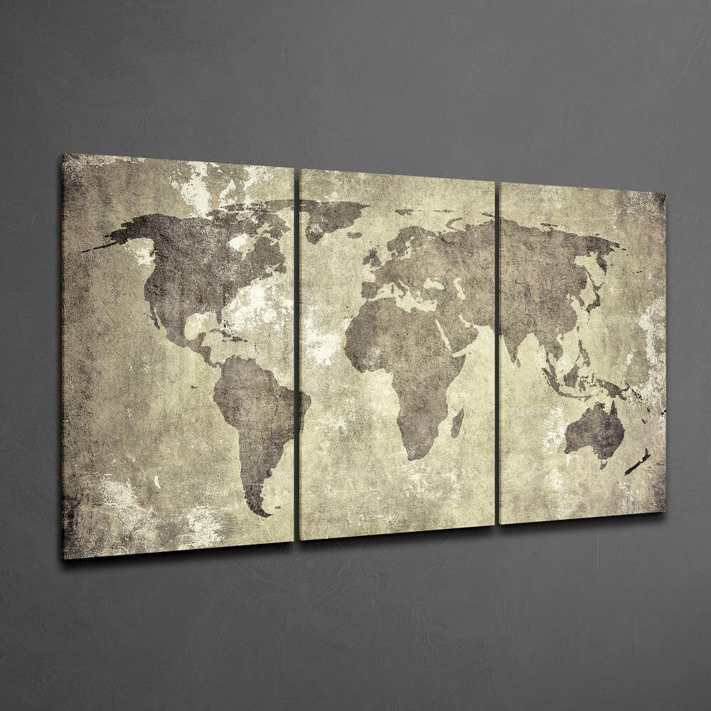 Antique World Map Glass Wall Art