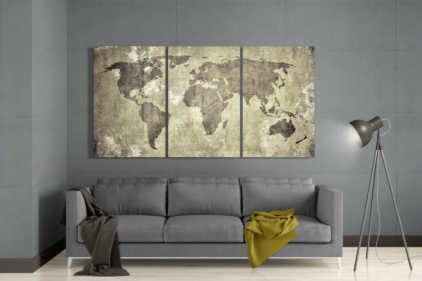 Antique World Map Glass Wall Art