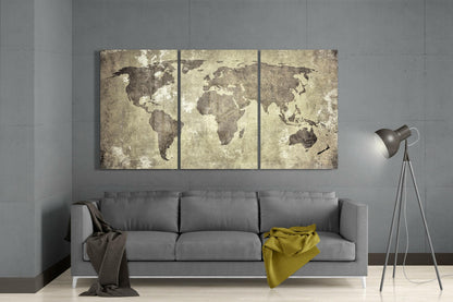 Antique World Map Glass Wall Art