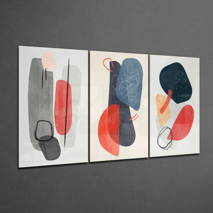 Bold Abstract Shapes Glass Wall Art Set