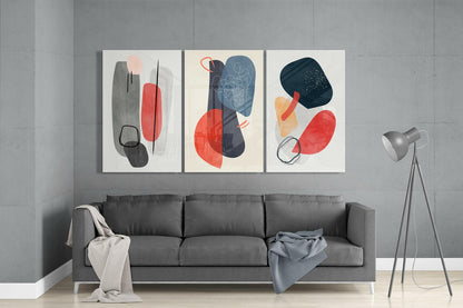 Bold Abstract Shapes Glass Wall Art Set