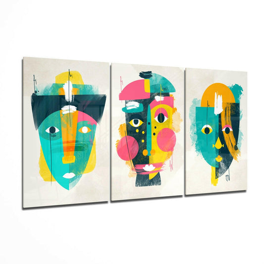 Abstract Shapes glass wall art printed on tempered glass