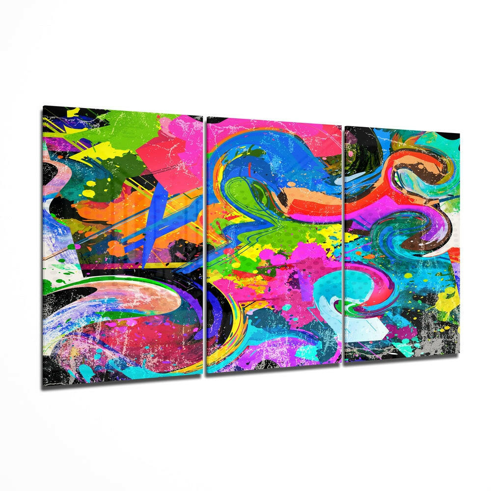 Dance of colors abstract glass wall art