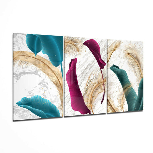 Soft leaves botanical glass wall art