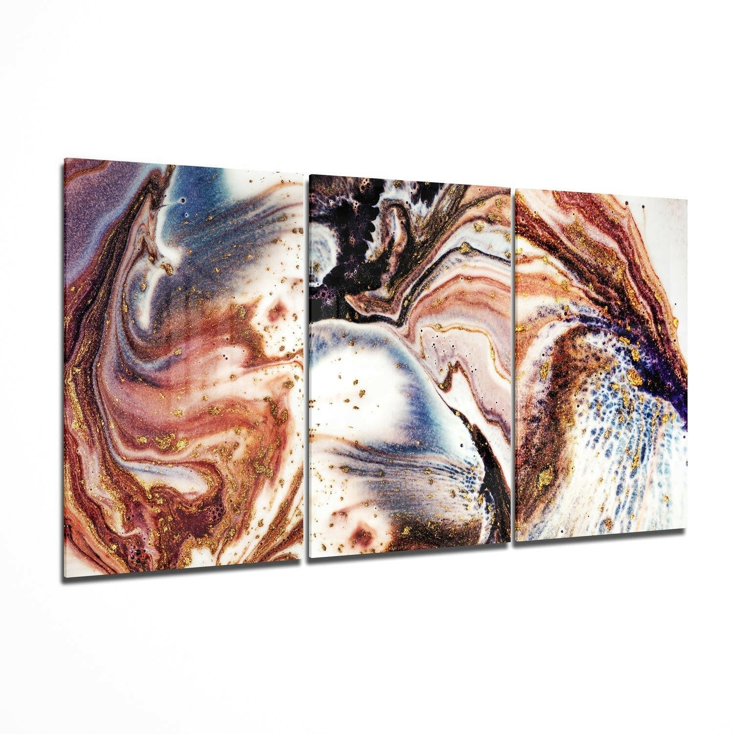 Dance of colors glass wall art hanging on a wall