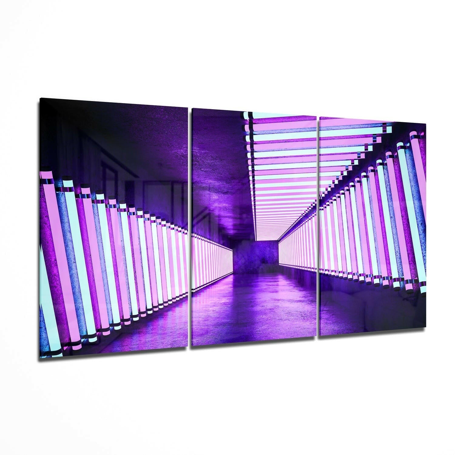 Purple corridor glass wall art print