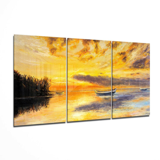 Sunset glass wall art print
