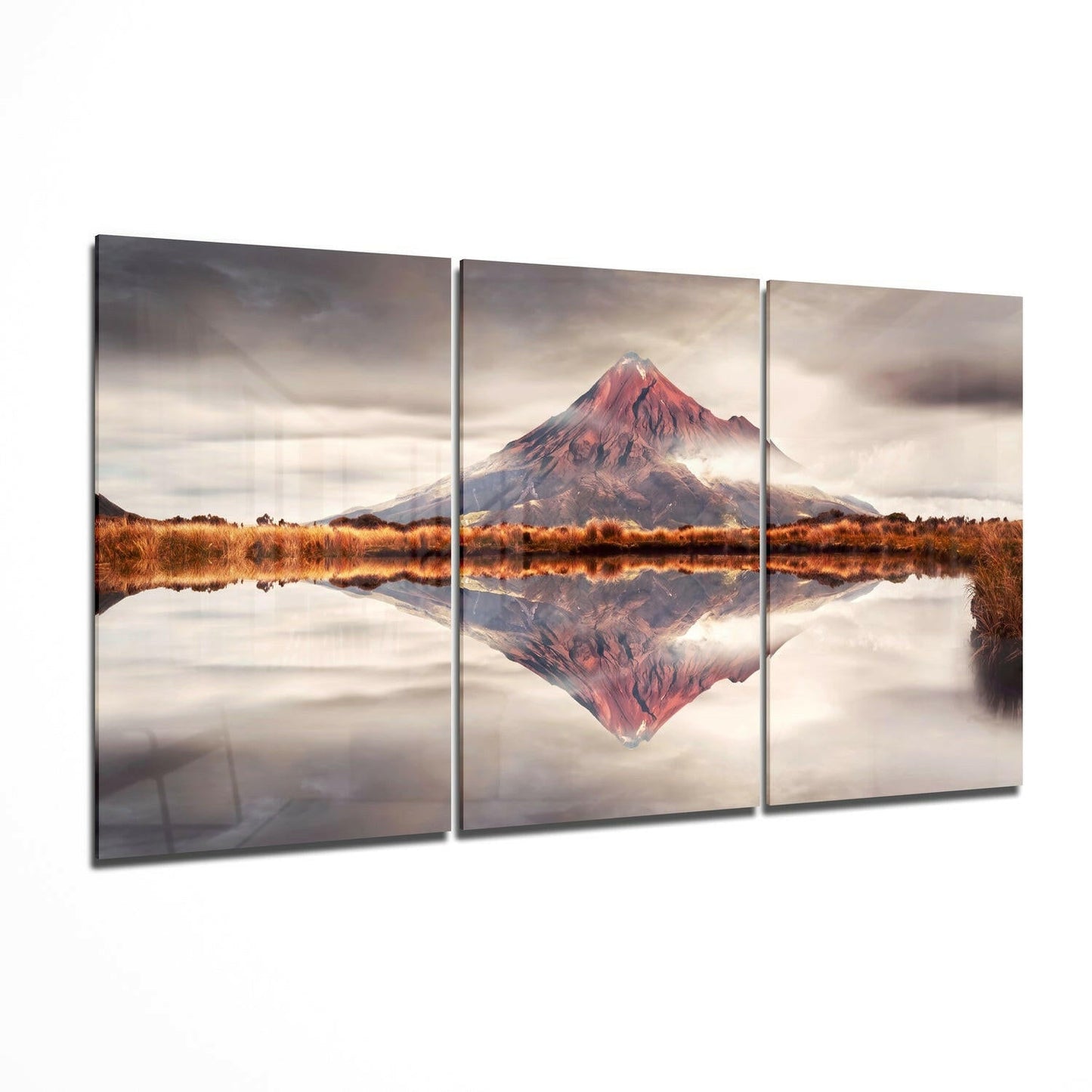 Panoramic mountain vista landscape on glass wall art