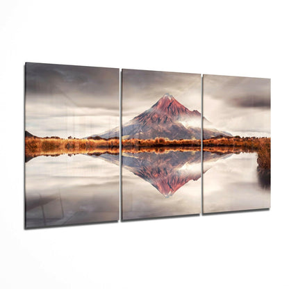 Panoramic mountain vista landscape on glass wall art