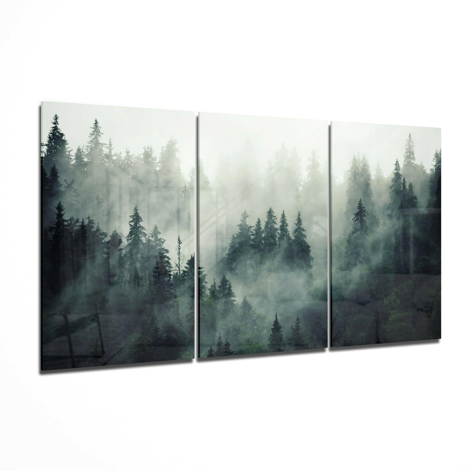 Foggy Forest glass wall art moody nature