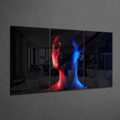 Woman's Portrait 3-Panel Glass Wall Art Set