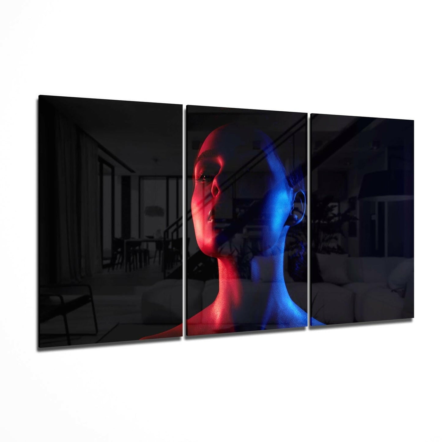Woman's Portrait 3-Panel Glass Wall Art Set