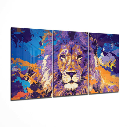 Lion Mega bold wildlife glass wall art